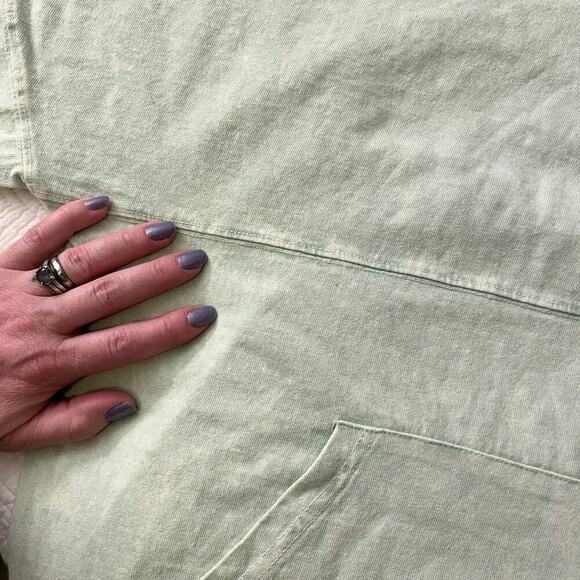 Spirit Jersey NEW Unisex XS/S/M Oversized Acid Dye Hooded Tee Long Sleeve Green - Picture 6 of 8